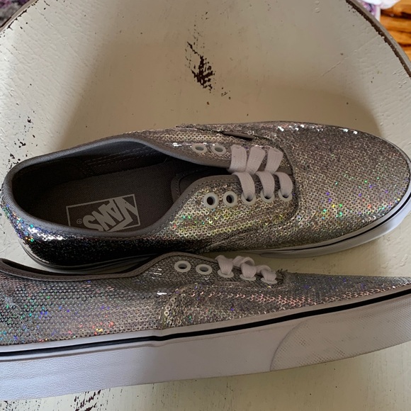 Vans Shimmering Silver Glitter Shoes - Picture 2 of 7